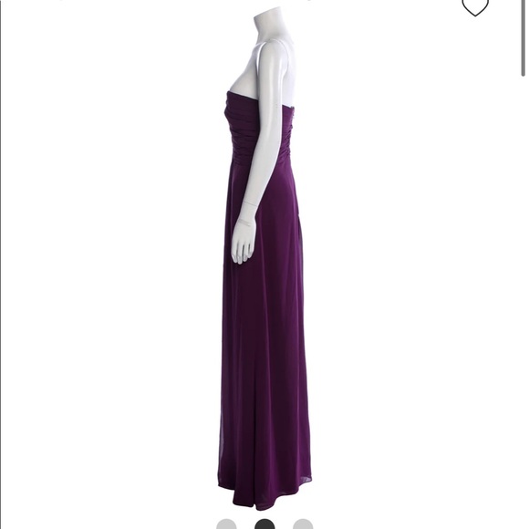 Monique Lhuillier Strapless Chiffon Gown Purple 12 - Picture 4 of 15